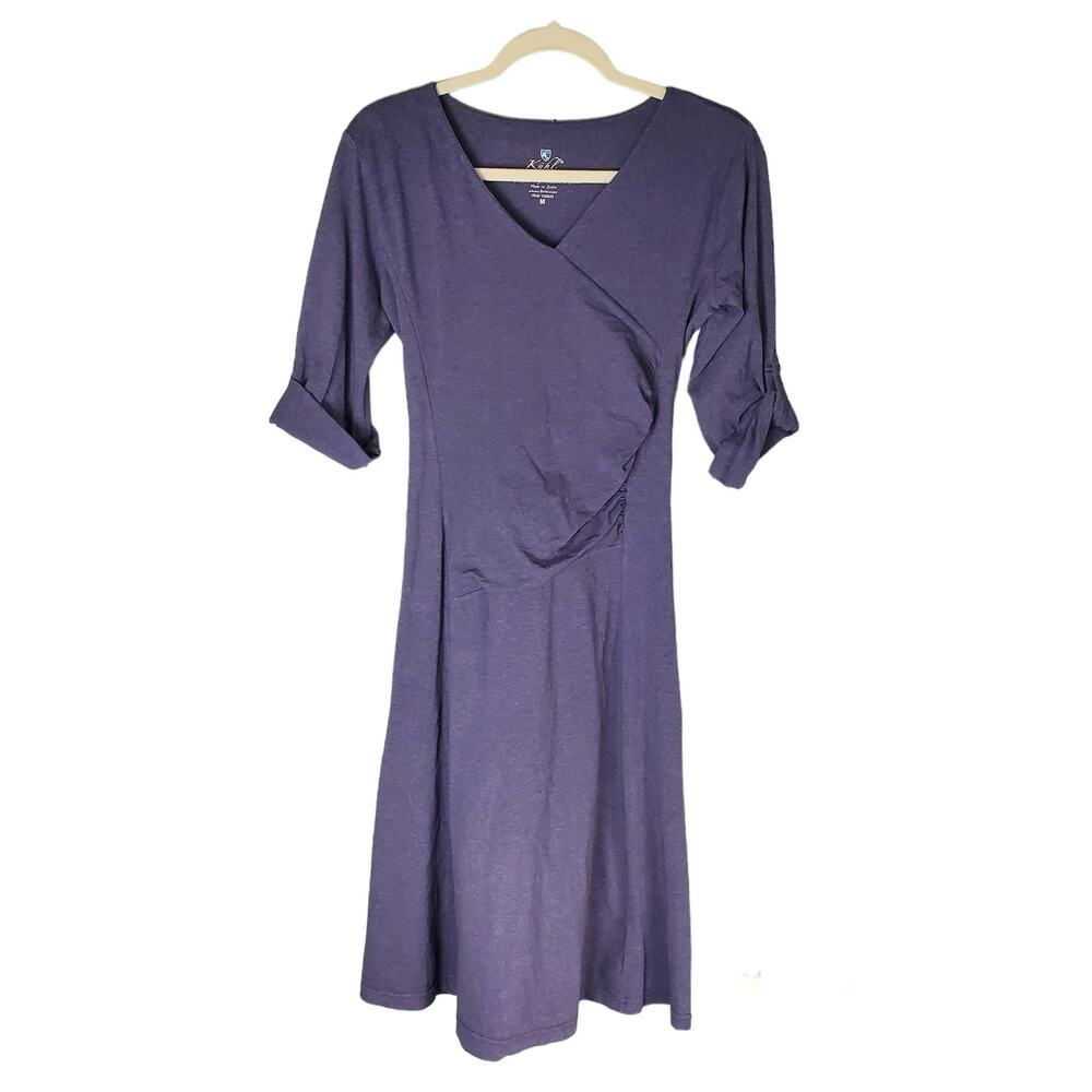 Kuhl Womens Purple Salza Dress V-Neck Organic Cotton Tie Size Medium